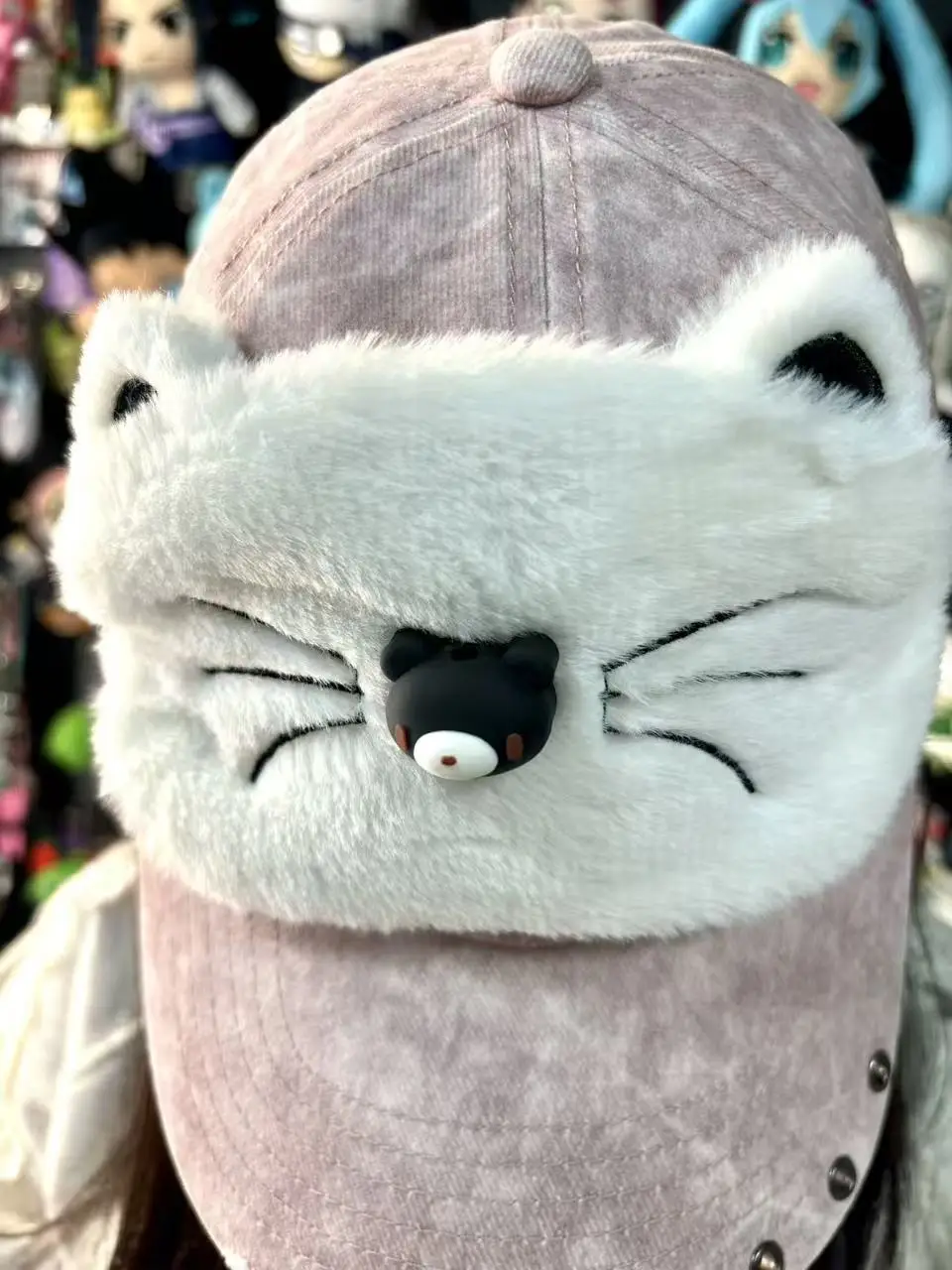 قناع النوم القطيفة على شكل دب غلومي - نمط وحيد القرن الوردي مع قرن فضي وسحر الدب اللطيف، غطاء عين رقيق ناعم #5