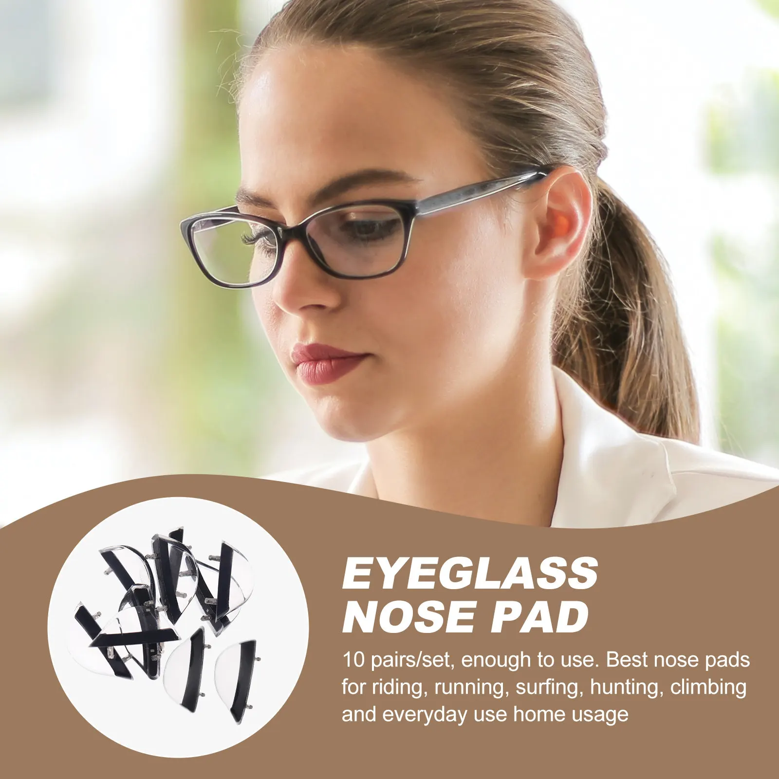 

10Pairs Inlay Eyeglass Nose Pads for Comfortable Fit Non-Slip Nose Bridge Cushion Glasses Accessory for Riding