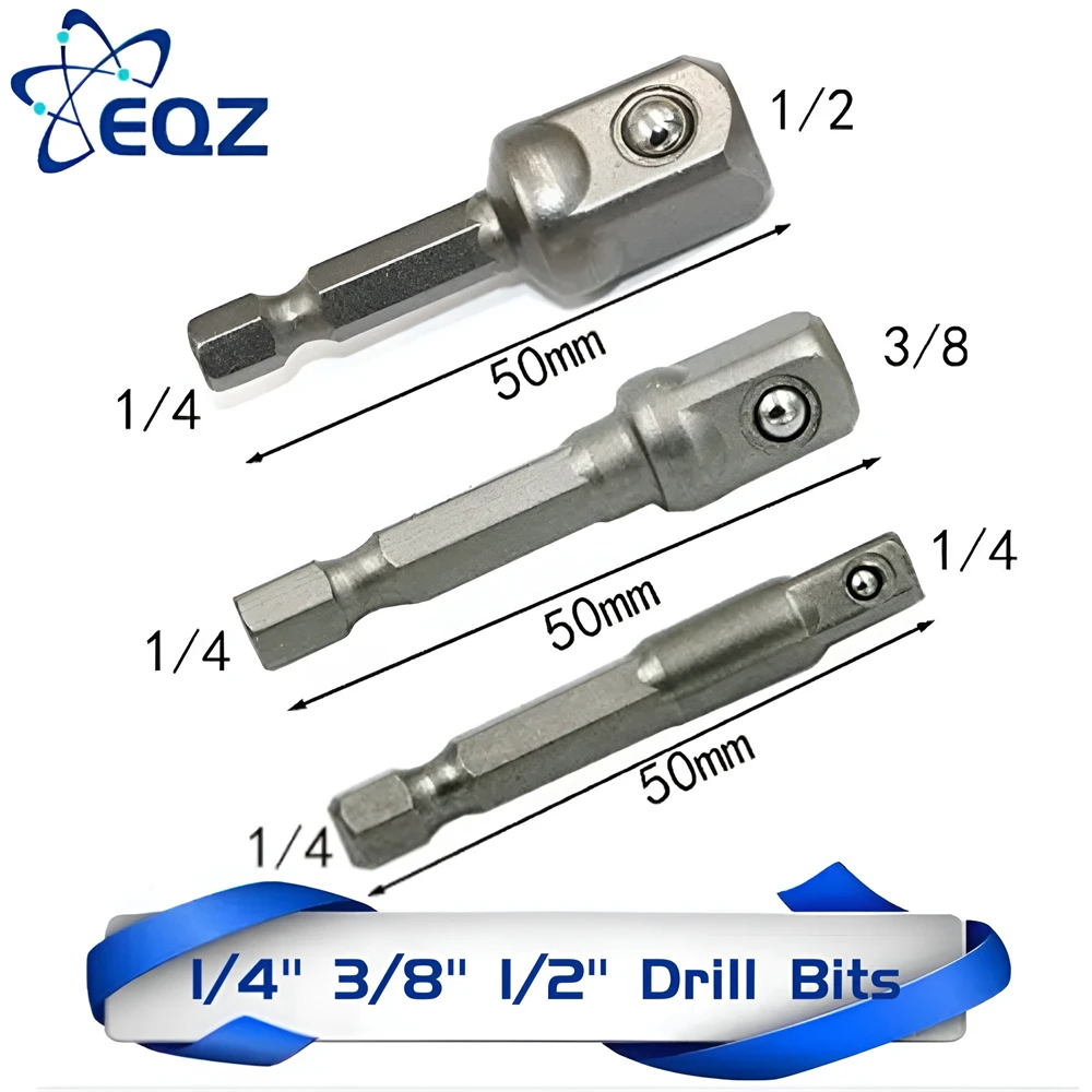 Chrome Vanadium Steel Socket Adapter Set Hex Shank 1/4\