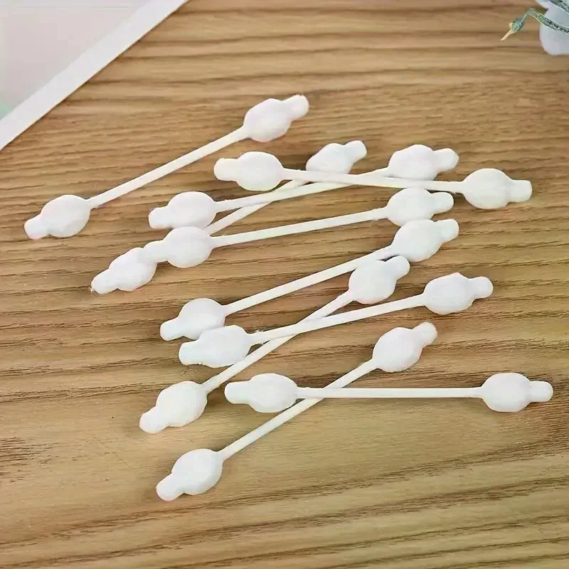 메이크업 청소용 이중 면봉 60개, 유기농 뾰족한 면봉, 애완동물 및 화장품용 종이 면봉