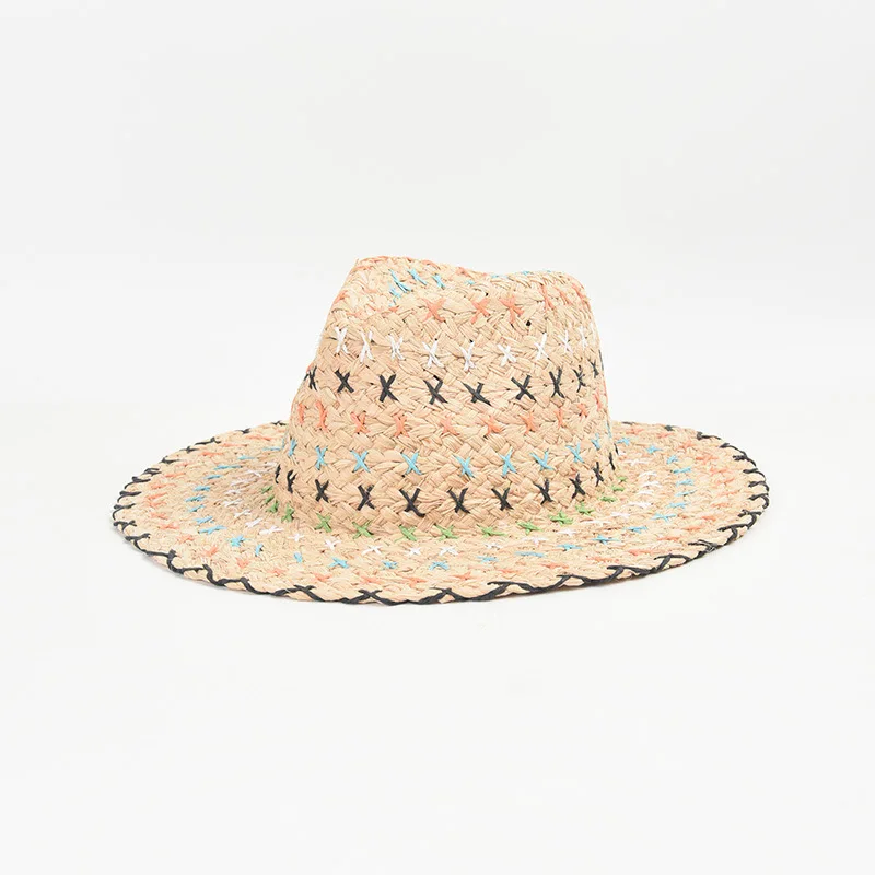 

European and American 2024 Summer New Handwoven Lafite Beach Straw Hat Women's Elegant Sun Hat Holiday Sun Hat Fashion