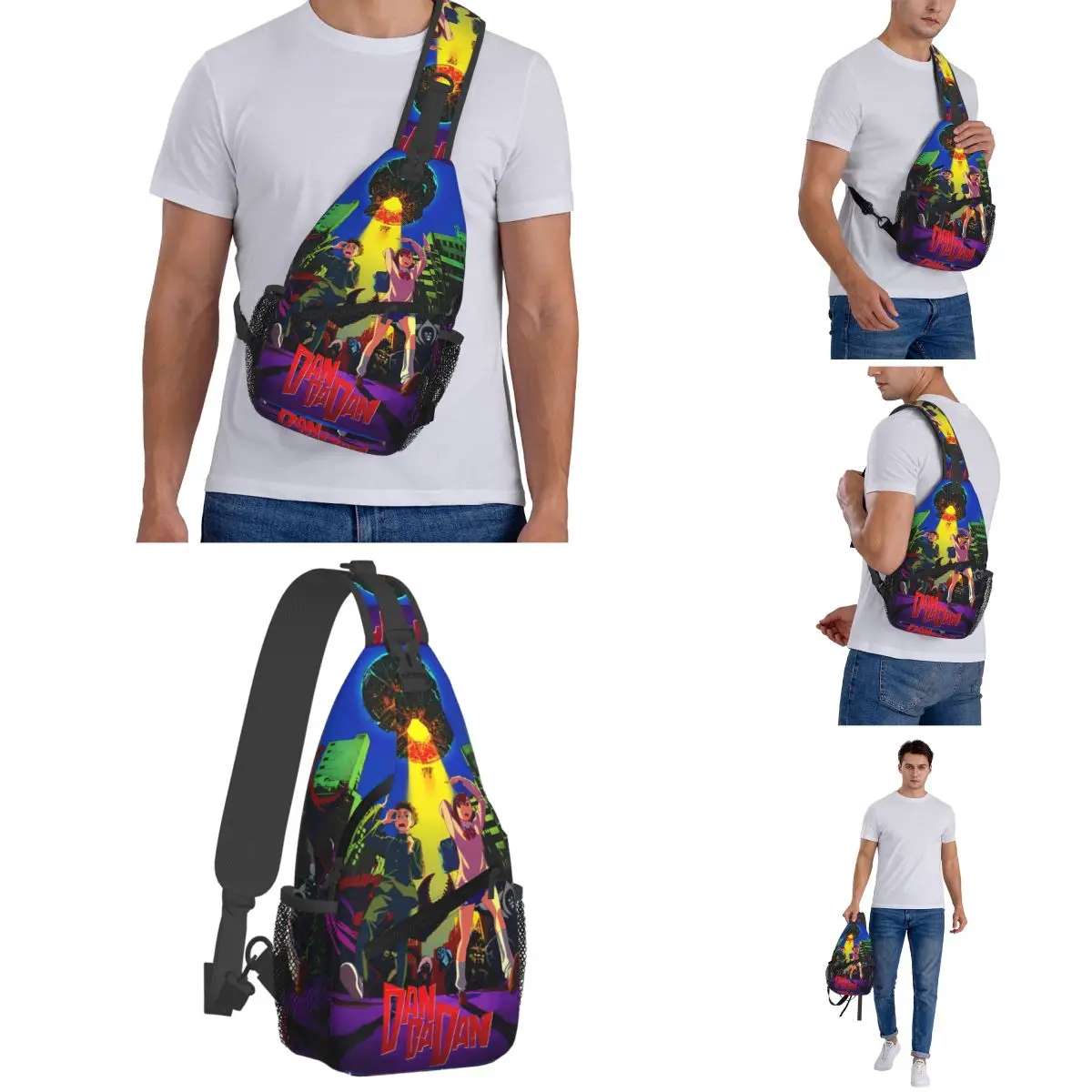 Dandadan Okarun Momo Crossbody حقيبة رافعة حقيبة صدر للرجال أنيمي مانغا تاكاكورا كين حقيبة ظهر تحمل على الكتف Daypack المشي لمسافات طويلة السفر