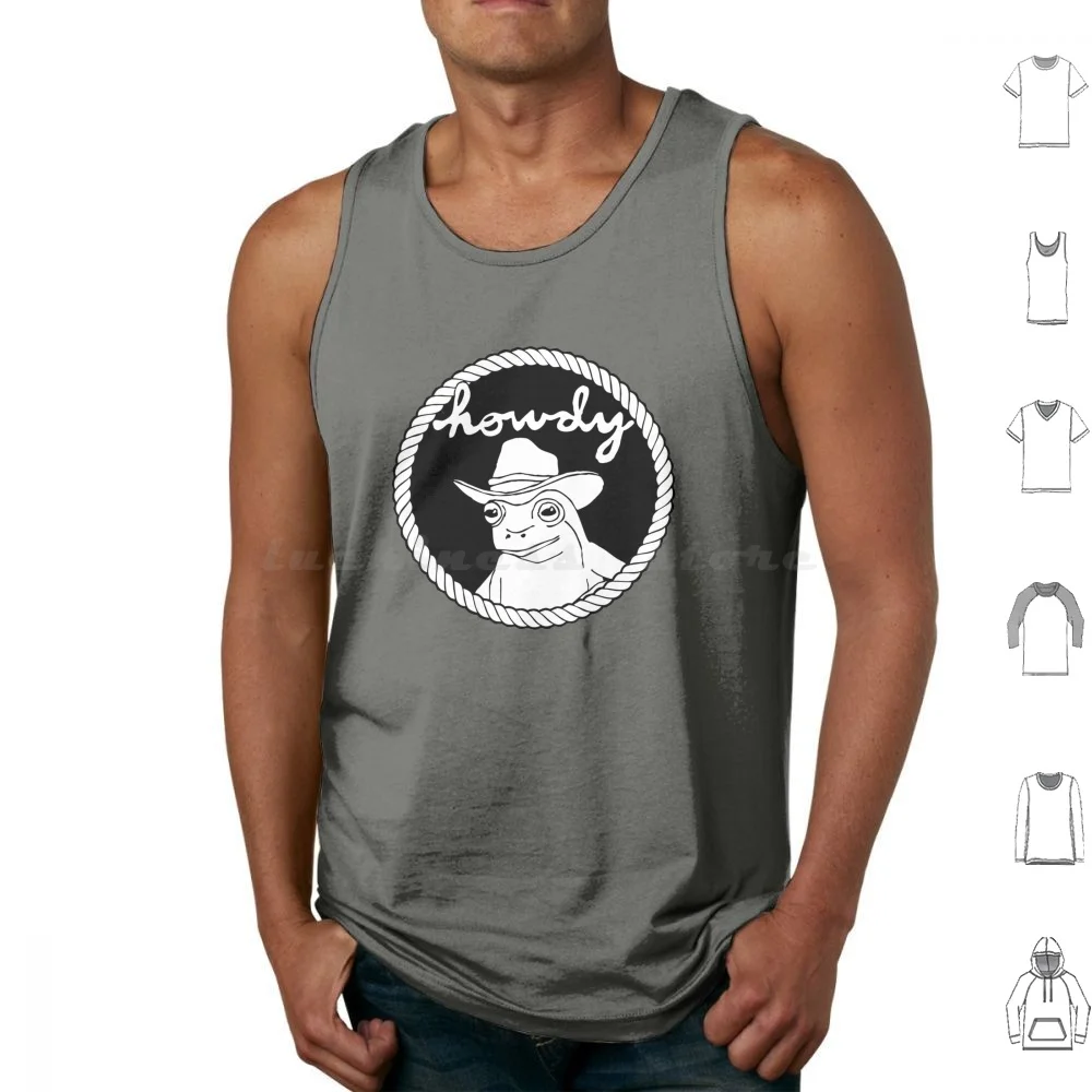 Howdy Cowboy Frog Tank Tops Print Cotton Frog Cowboy Cowboy Frog Howdy Frog Meme Toad Cowboy Hat Trans Nonbinary