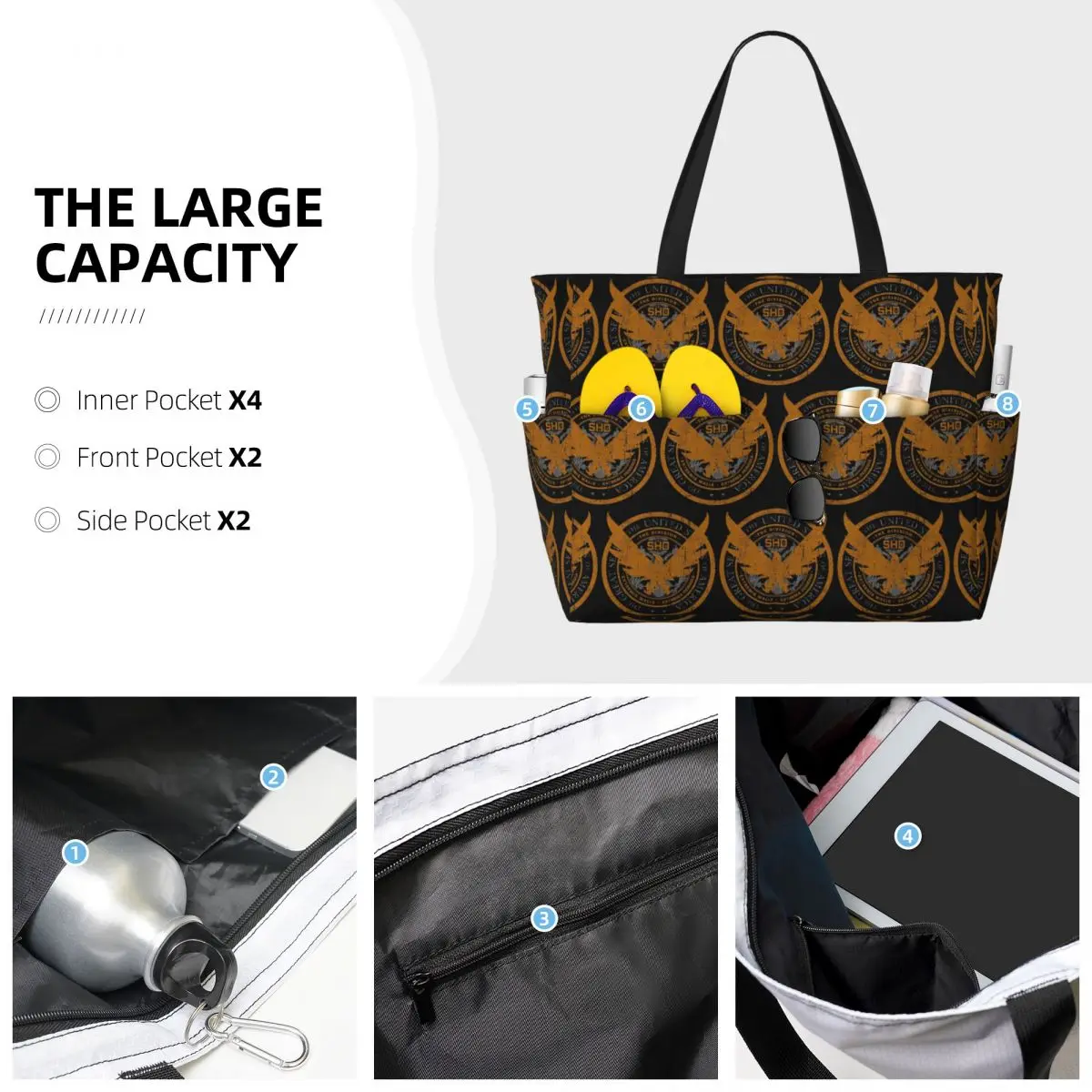 Game Tom Clancys The Division SHD Seal Beach Tote Bag Sport Gym Yoga Duffle Large Tote Bag Women Travel Bag Fitness bag view 3