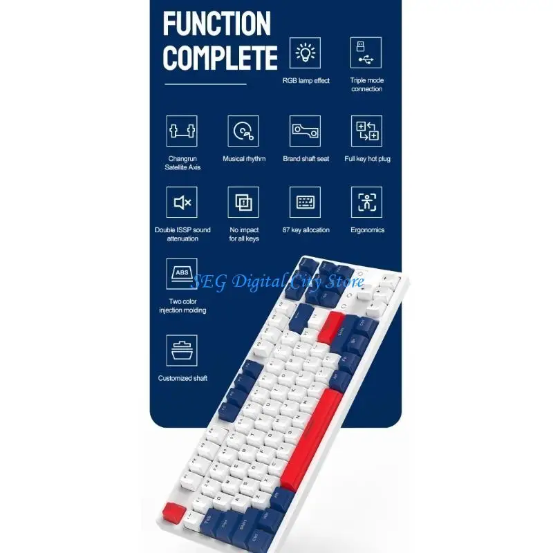 

U75B K87 Keys RGB Gaming Keyboard BT+2.4Ghz Wireless/ TypeC Tri-Mode Keypad