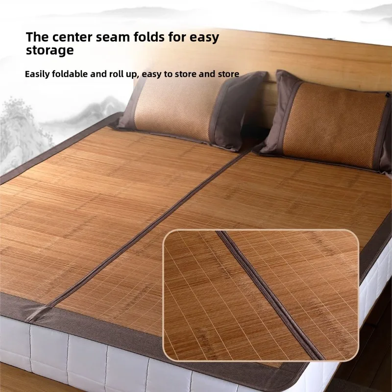 New Double Sided Carbonized Bamboo Ice Silk Cooling Mat Single Dorm Bed Bamboo Mat Matting Mattress Cooling Mat