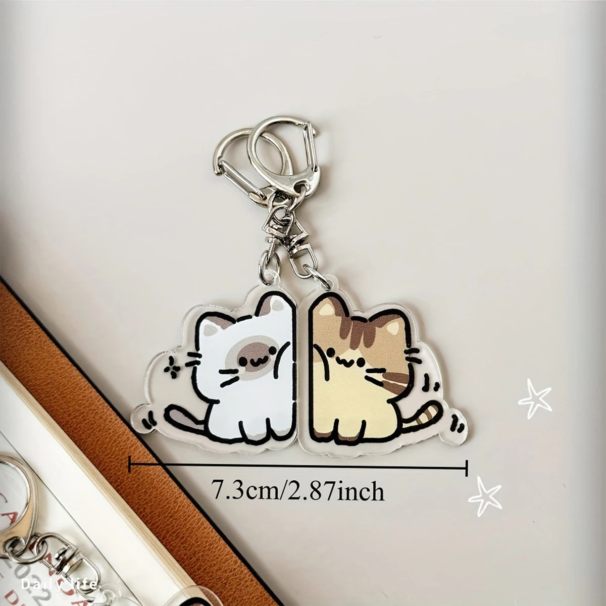 2 PCS Cute Cat Keychain Pendant, Matching Couple or Friend Gift, Cute Backpack Accessory, Friendship Token, Decorative Trinket