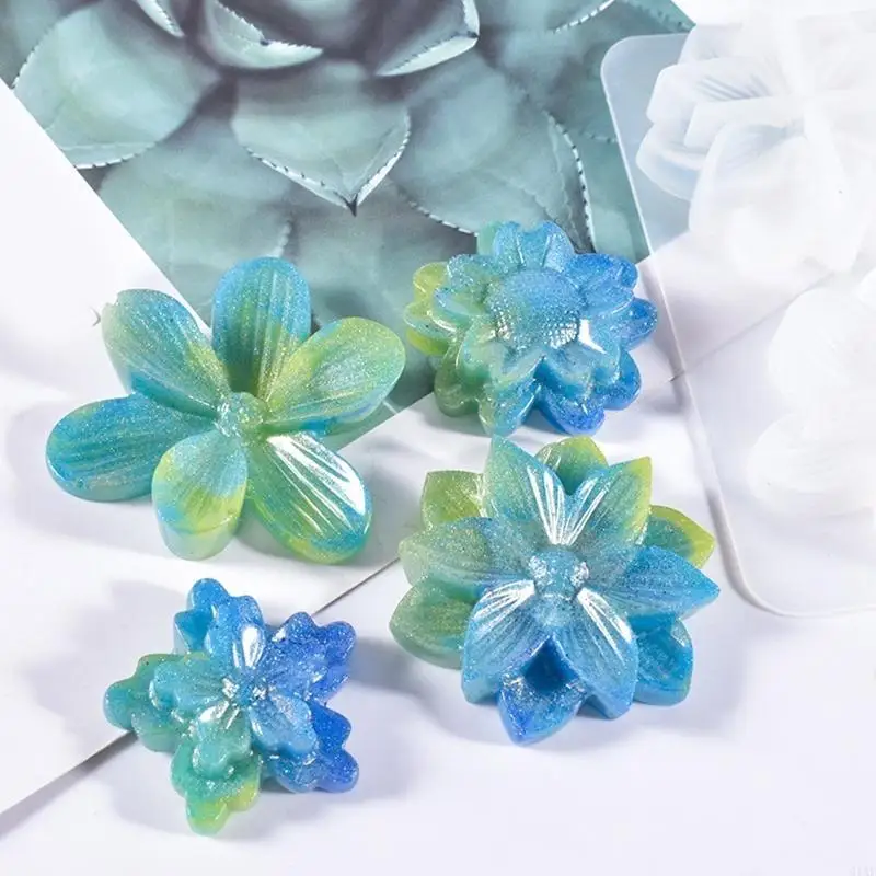91AF Diy Crystal Epoxy Resin Mold Various Three-dimensional Crown Flower Patch Mold