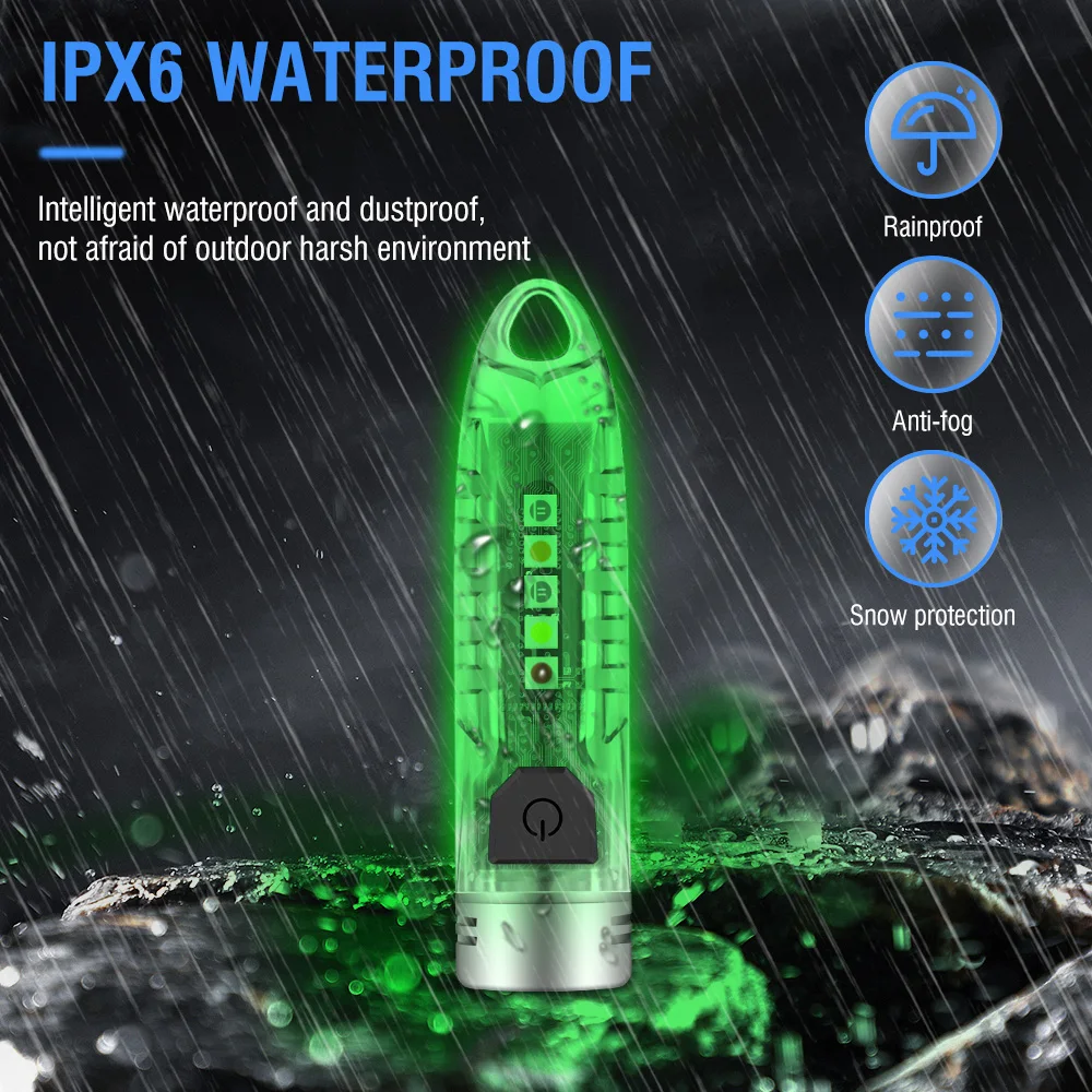 BORUiT V1 Mini llavero linterna pequeño foco EDC tipo C linterna recargable luz UV lámpara Tiki de emergencia con imán