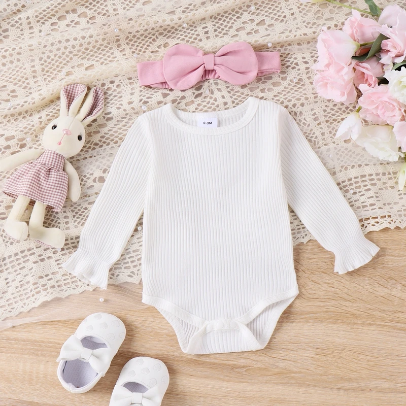 Baby Girl 3Pcs Outfits Set Short Sleeve Romper Suspender Skirt With Headband Infant Girl Outwear Easter Clothes