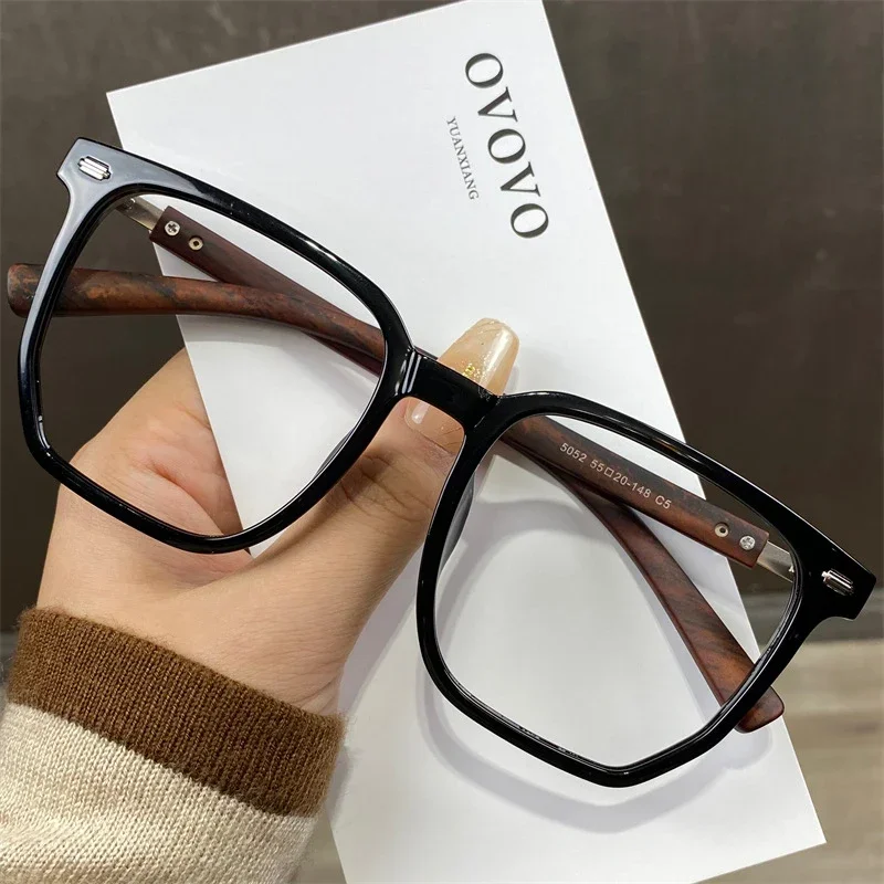 

TR90 Glasses Retro Anti Blue Light Neutral Large Frame Anti Fatigue Glasses Men's Clear Glasses