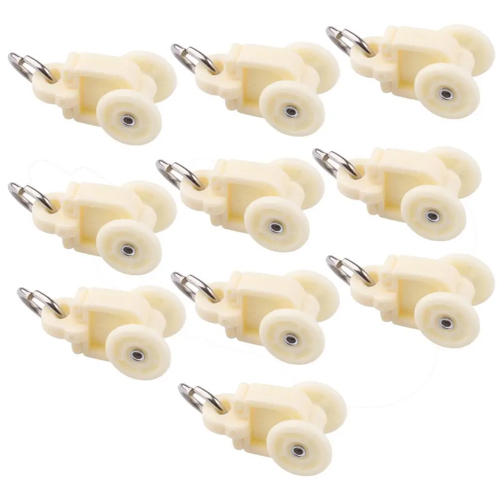 10Pcs Curtain Track Glider Rail Slide Rolling Runner Hook Ceiling Carrier