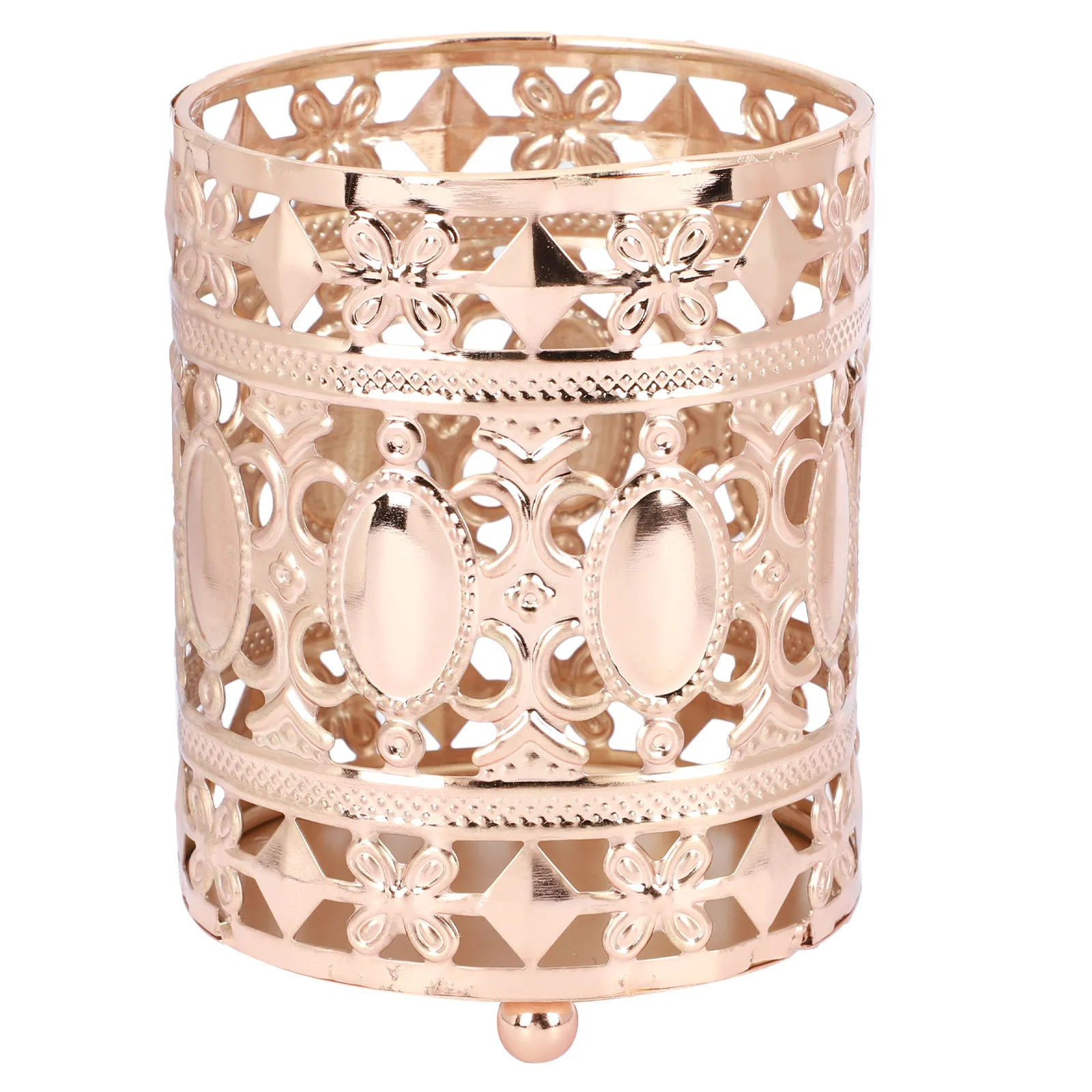 1Pcs Hollow Metal Pattern Brush Pot Desktop Pen Holder Makeup Organizer Stationery Storage Bucket Home Office Brush Pot