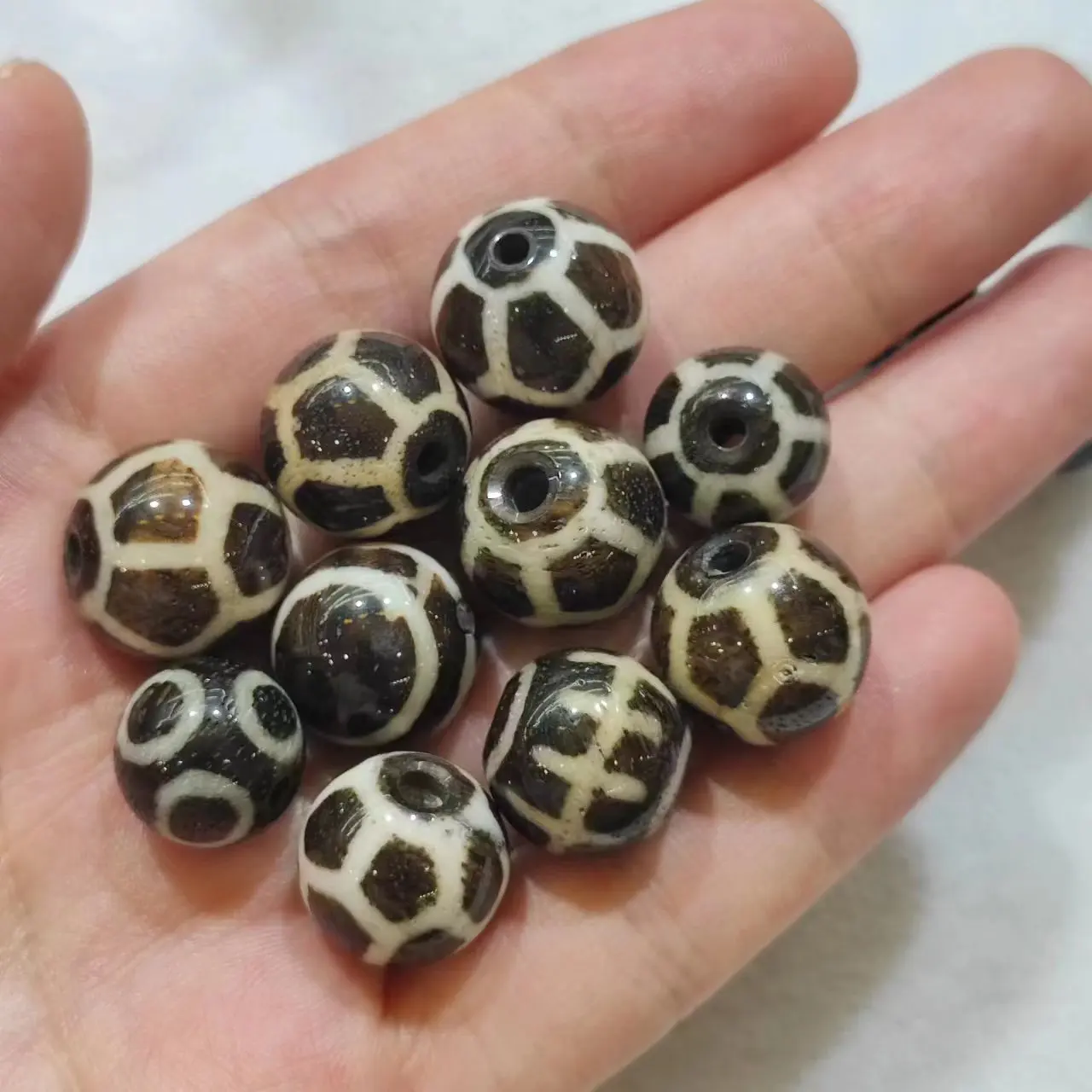 1pcs/lot natural Buntik jade round wooden beads Tortoiseshell ghost eye totem Western Asia ancient bead Ethnography DIY necklace