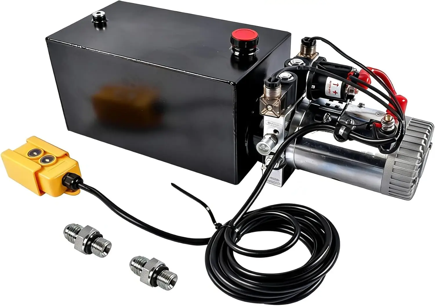 

Гидравлический насос двойного действия AP03, 10 кварт, 12 В постоянного тока, 2,1 л.с., электрическая гидравлическая силовая установка с металлическим баком для самосвальных прицепов, 3200 фунтов на кв. дюйм