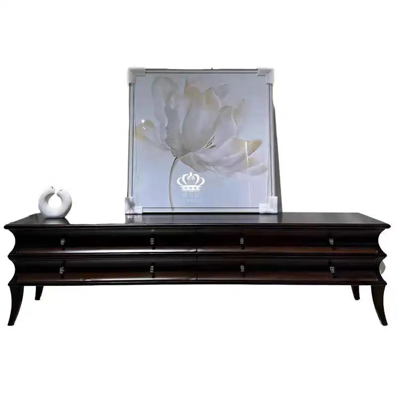 

American solid wood TV cabinet ancient brown light luxury modern simple living room video cabinet