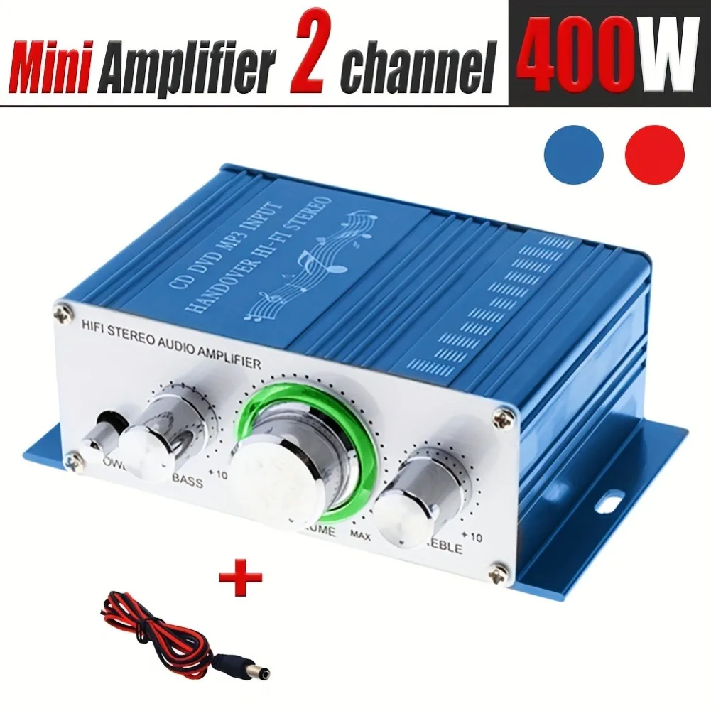 

400W MINI Power Amplifier Channel 2.0 HIFI Stereo Audio Sound Amp Bass Trebl Perfect For Home/Car/RV/Yacht Theater Sound System