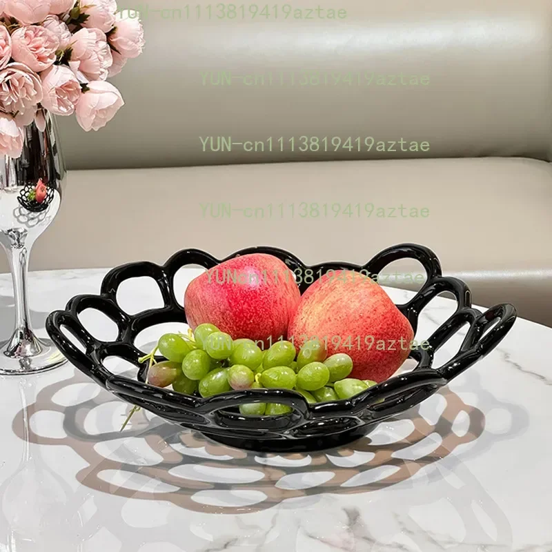Nordic Hollowed Out Ceramic Fruit Plate Creative Drain Fruit Plate Table Decoration Home Kitchen Fruit and Vegetable Basket