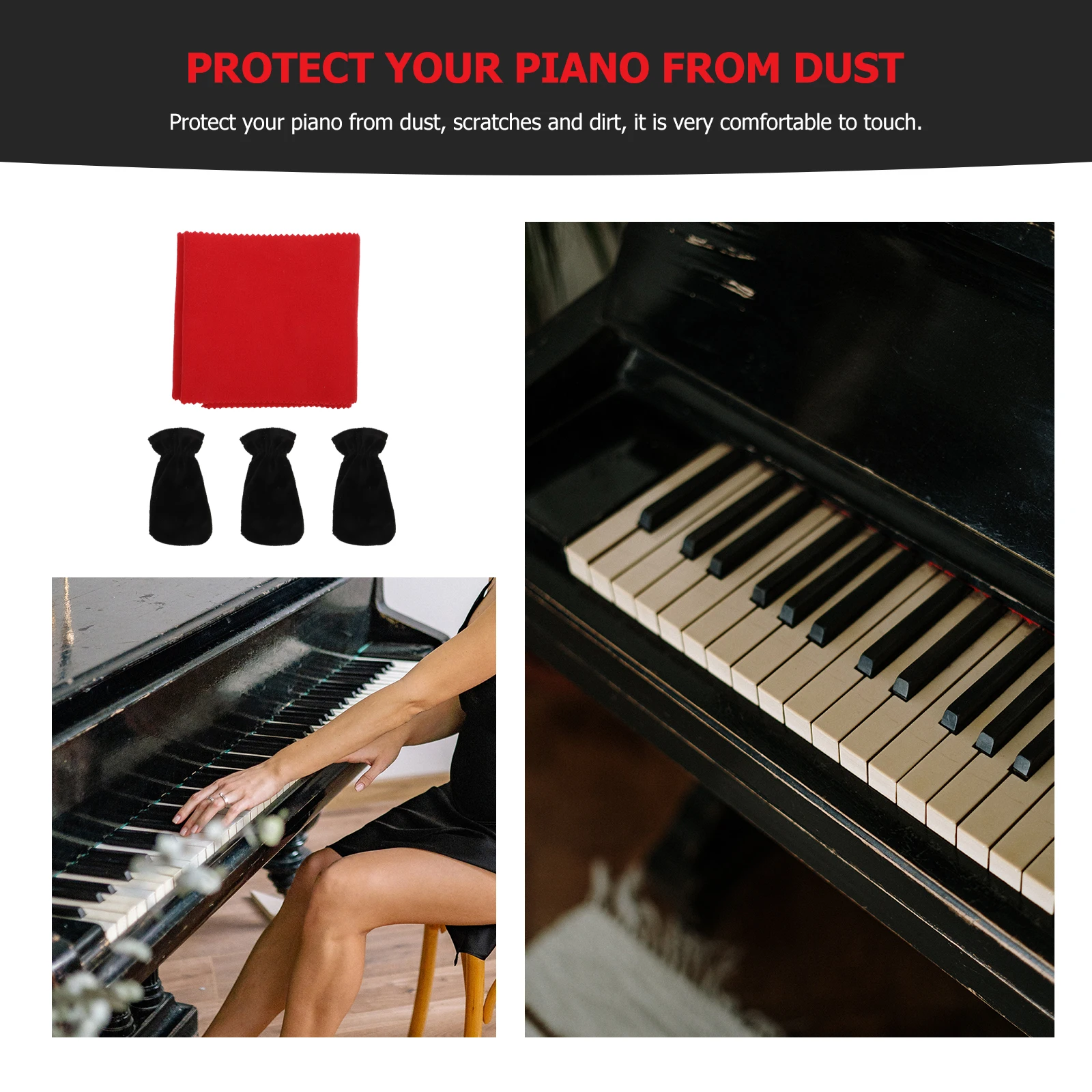 

Decorate Piano Cover Foot Full Dustproof Waterproof Golden Velvet Accessories Creative Cloth