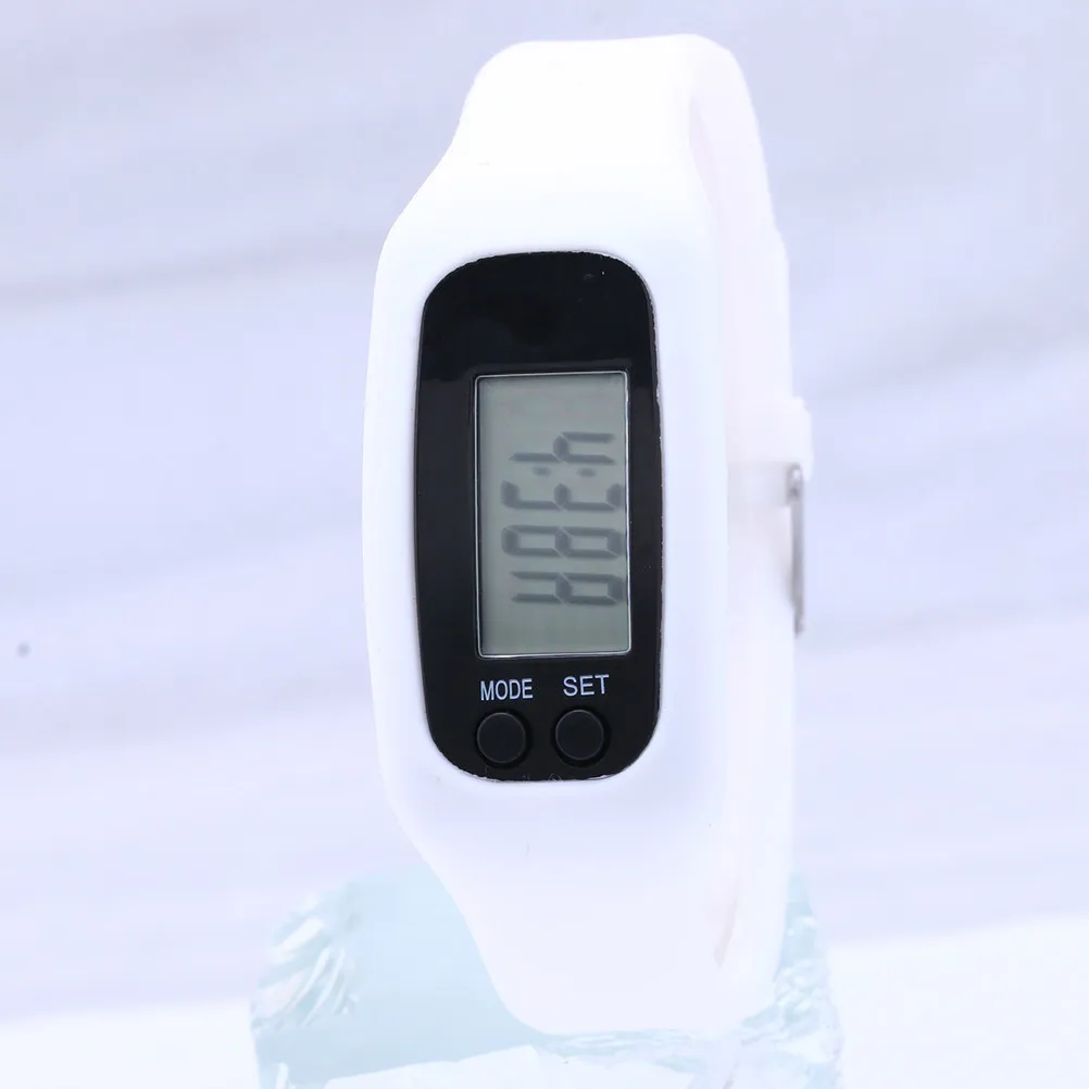 Multi Function White Pedometer Sports Watch Calorie Monitor Mileage Display Time Show Casual Outdoor Fitness Tracker