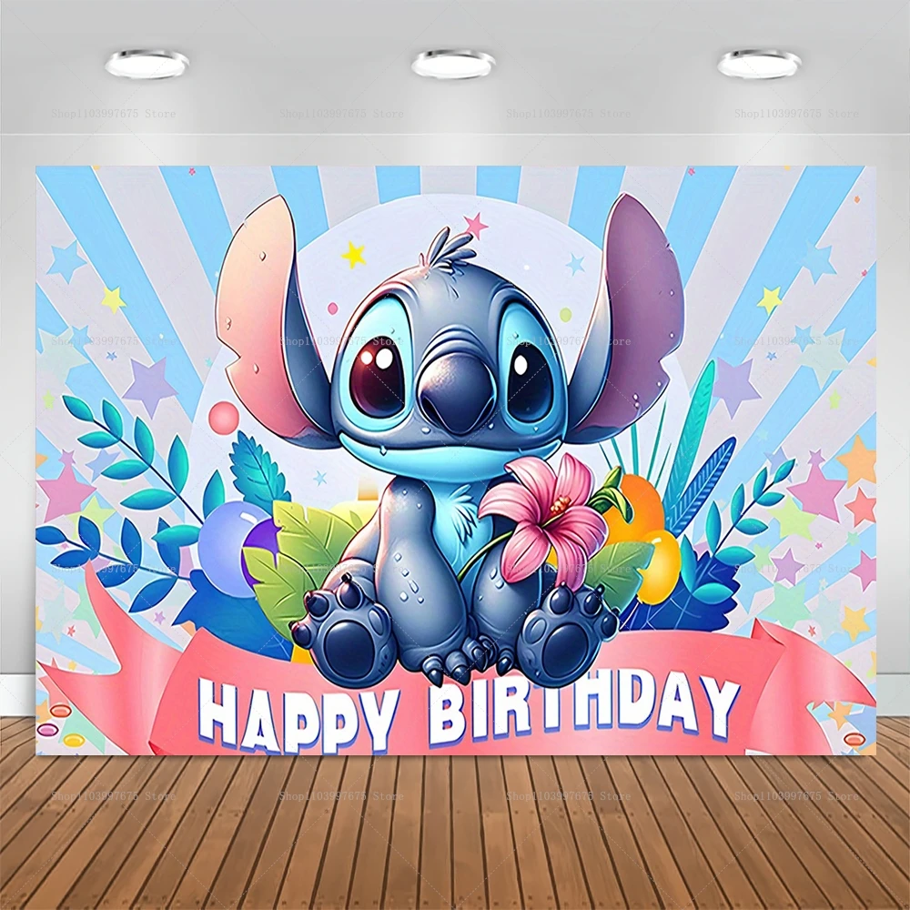 Disney Lilo & Stitch Photography Backdrop Children\'s Birthday Decor Background Party Supplies Baby Shower Banner Photo Studio