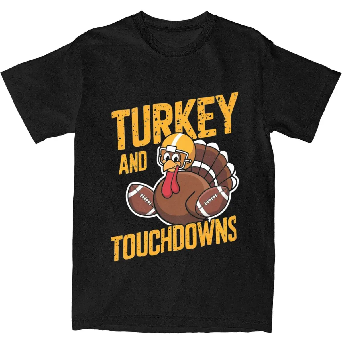 Couple T-Shirt Thanksgiving Day T-Shirts Hippie Turkeys and Touchdowns Summer Tee Shirt Y2K Funny Casual 100 Cotton Clothes