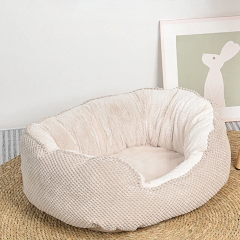 

Pet Cage Dog Kennel Cat Sofa Wave Shape Cushions Plush Warm Dogs Beds Supplies Four-seasons Universal Pet Sleeping Accessories