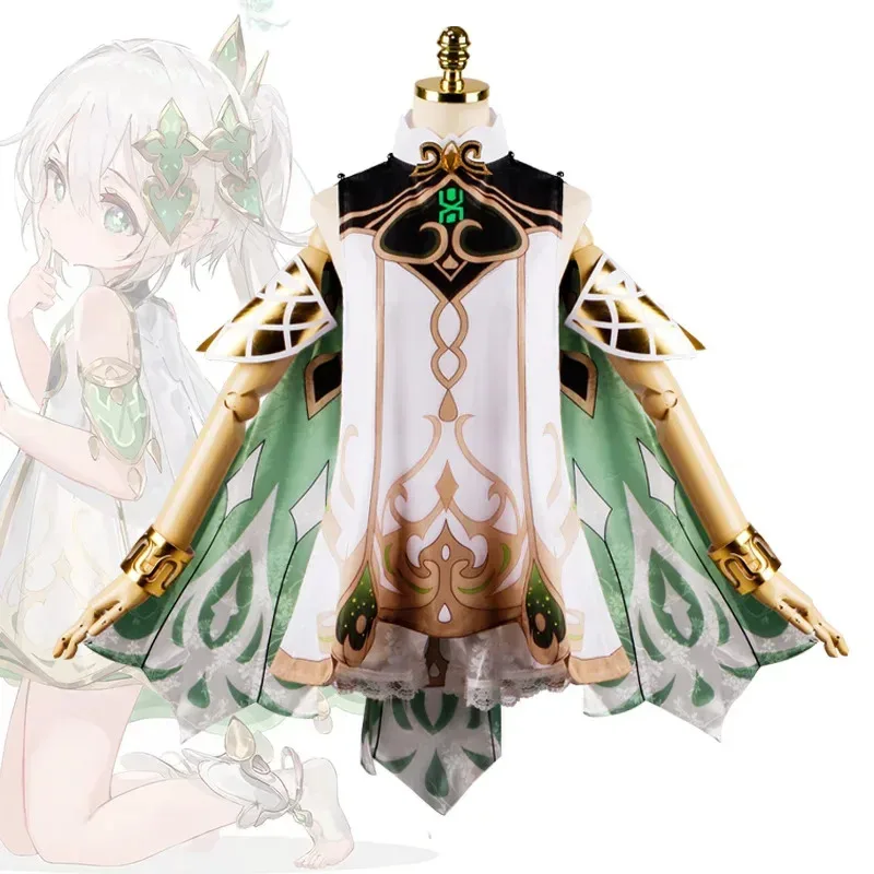 Genshin Impact Nahida Lesser Lord Kusanali Nahida Cosplay Costume Girls' Dress Wig Set Costume Halloween Party Costume