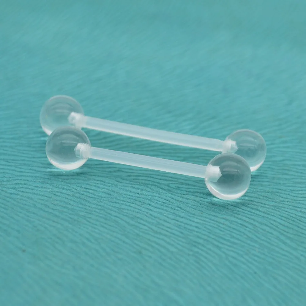 New Clear Bioflex Tongue Bar Barbell Rings Straight Pregnancy Maternity Bar Body Piercing Retainer 1.6mm Nickel Allergy Free