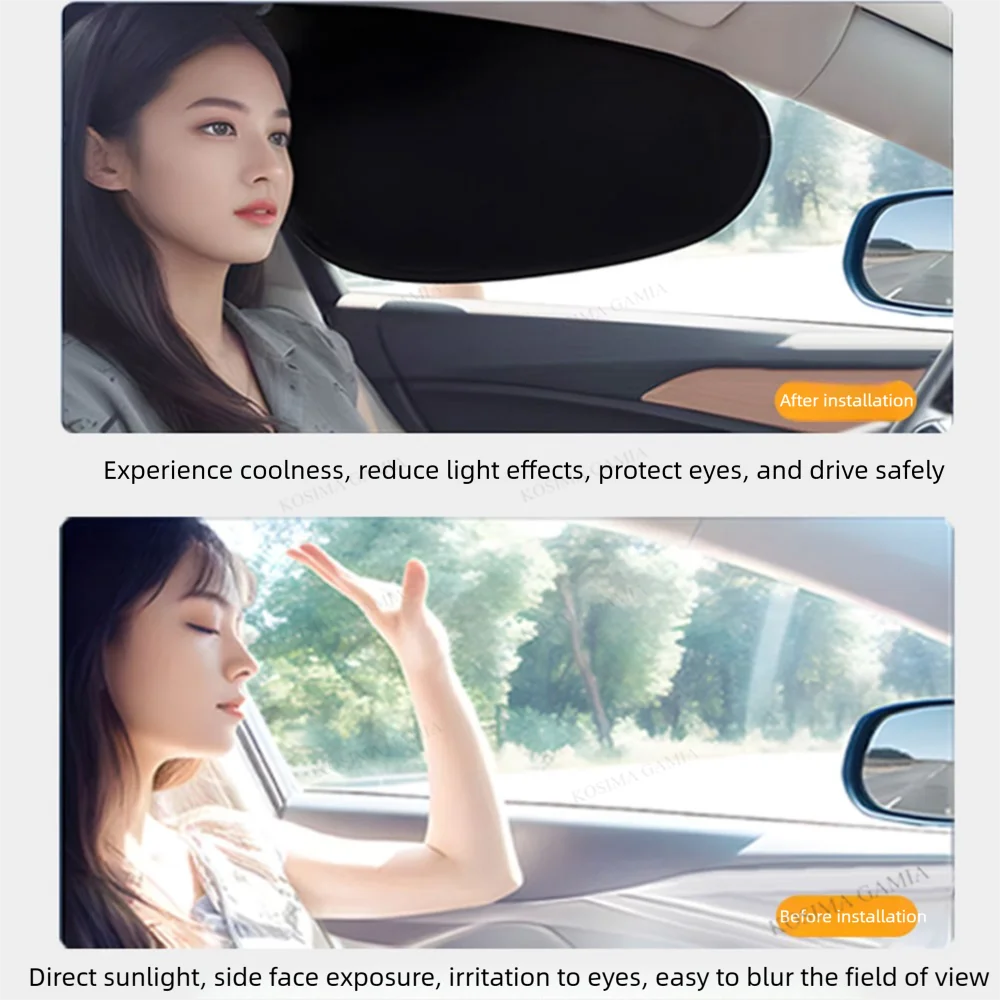 Electrostatic Sun Visor for Car Side Window 4-Layer Sun Shade Curtains Anti-Glare UV-Blocker Auto Internal Blocker 99.9% UV