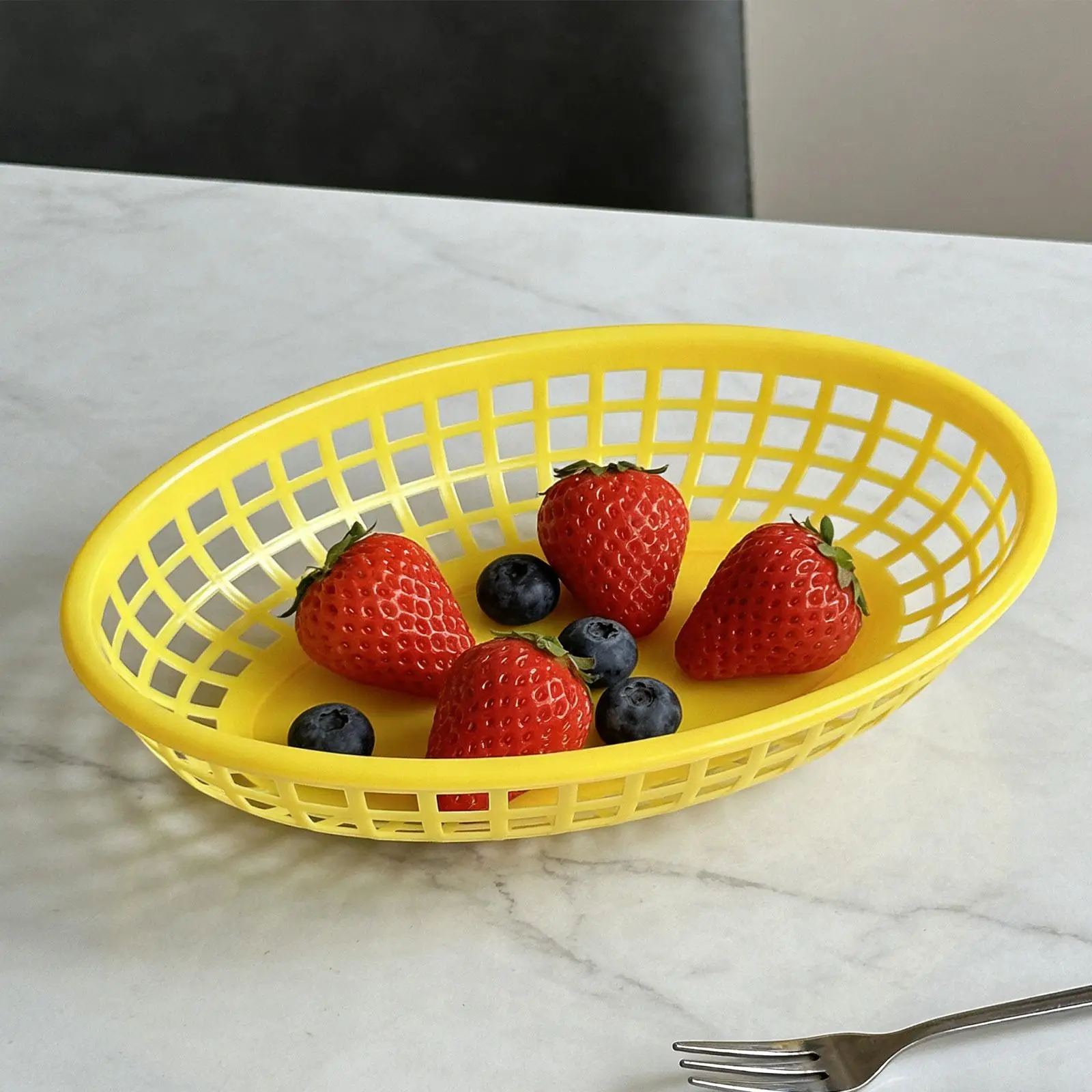 

Food Trays Large Oval Serving Baskets Plastic Storage Bin Set for Party Kitchen Picnic Use
