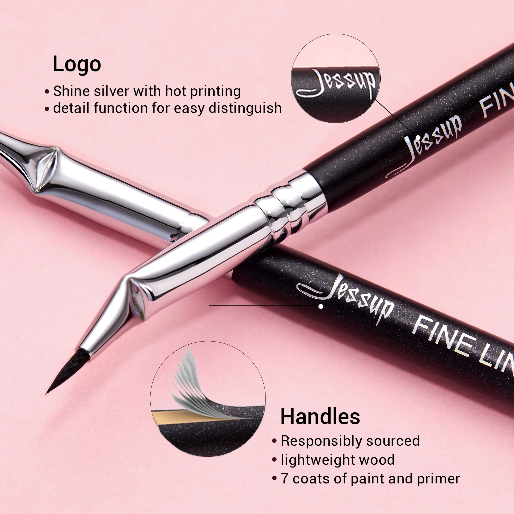 Jessup Eyeliner Brush Thin Bent Precision Ultra Fine Pencil Precision Eye Liner Makeup Brush Synthetic S151