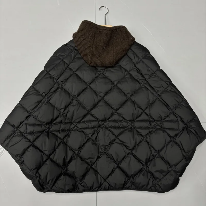 Nouveau automne hiver à capuche diamant grille blanc canard vers le bas Parka mode tricoté chapeau doudoune pour les femmes