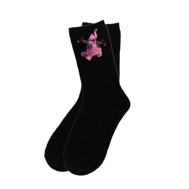 Disney Inside Out 2 Chaussettes en Coton Noir et Blanc, Imprimé Graphique de Dessin Animé, Unisexe, Respirant et Absorbant la Sueur, Cadeau d'Anniversaire, Nouveau