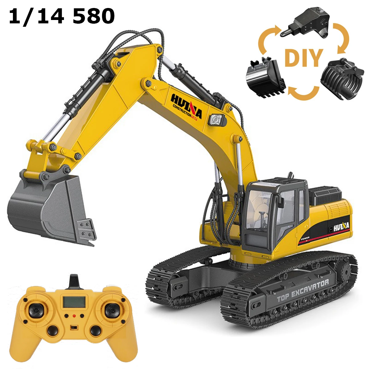 

1/14 HUINA 580 Metal Excavator Truck RC Model Remote Control Truck Car Light Sound Battery Outdoor Toys children Gift