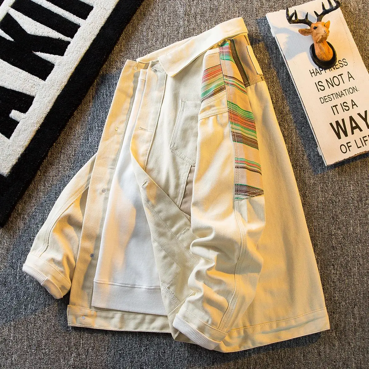 

American Retro Patchwork Denim Jaet Men's Spring Autumn Design Sensation Trendy Brand High-End Casual Loose Fit Jeans...