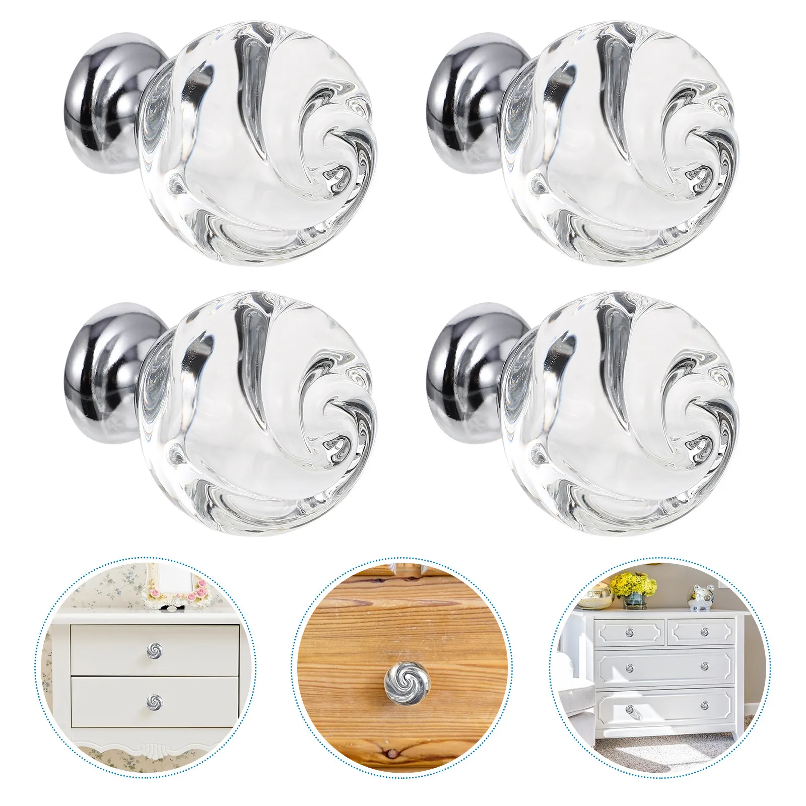 

4pcs Glass Door Knobs Crystal H les Cupboard Alloy Base Wardrobe Pull Modern Stylish Durable Safe Installation Hardware
