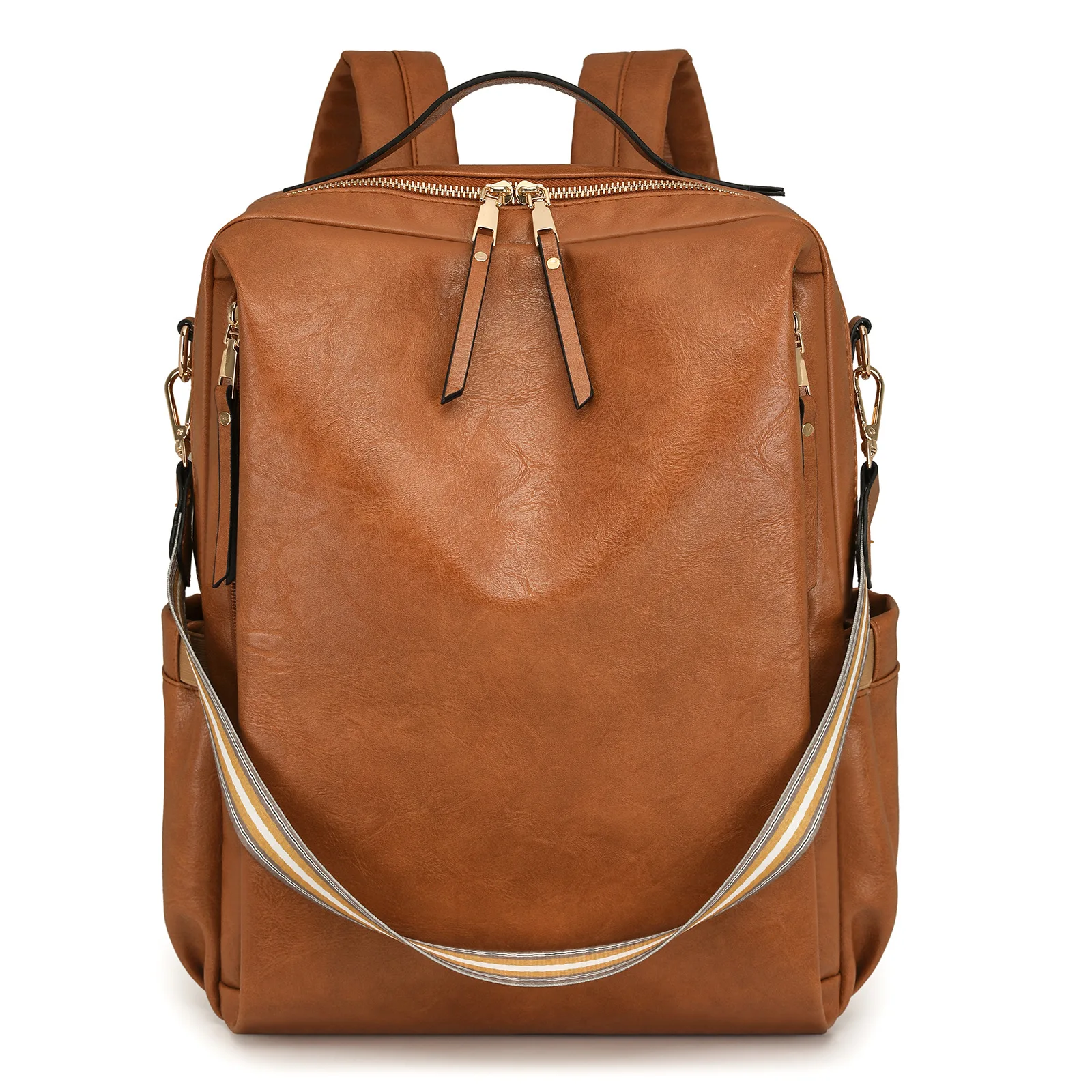 2025 New Women's Leather Anti-theft Waterproof Fashion Retro Large Capacity Weekend Travel College Laptop Backpack Shoulder Bag