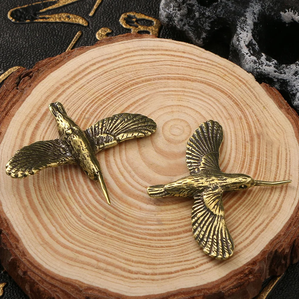 Hummingbird Pure Copper Handmade Creative Ornaments Flying Together Old Crafts Collection 2pcs Adornment Mini Desktop