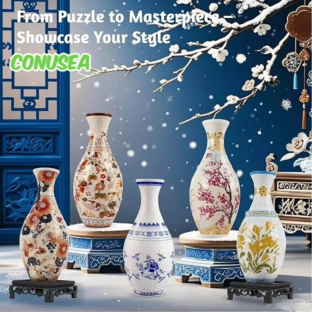 

160 Curved Plastic Puzzle 3D Puzzlef Flower Vase DIY Arts Housewarming Gift 3D Art Puzzle Vase Flower Arrangements Puzzle Kit