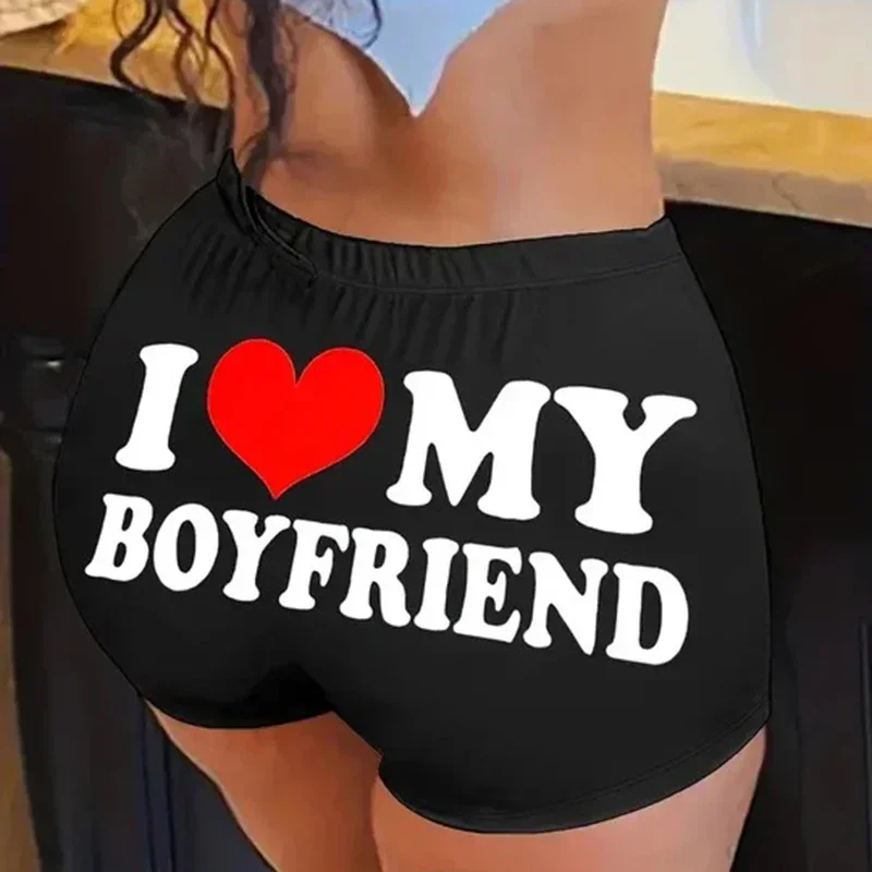 Newest Women Shorts Sleep Bottoms Pajamas Boxers Black S M L Love Letter Printing Painted Design Casual Sports Fitness Sleep