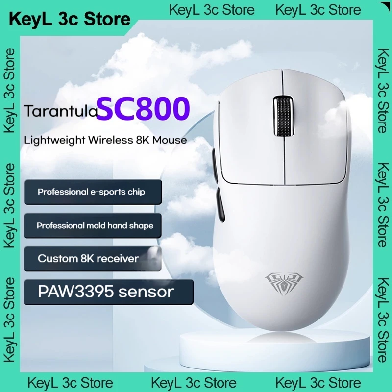 НОВАЯ геймерская мышь AULA SC800 8K, мышь для киберспорта PAW3395, датчик TTC, золотое колесо, 37 г, легкое двухрежимное соединение