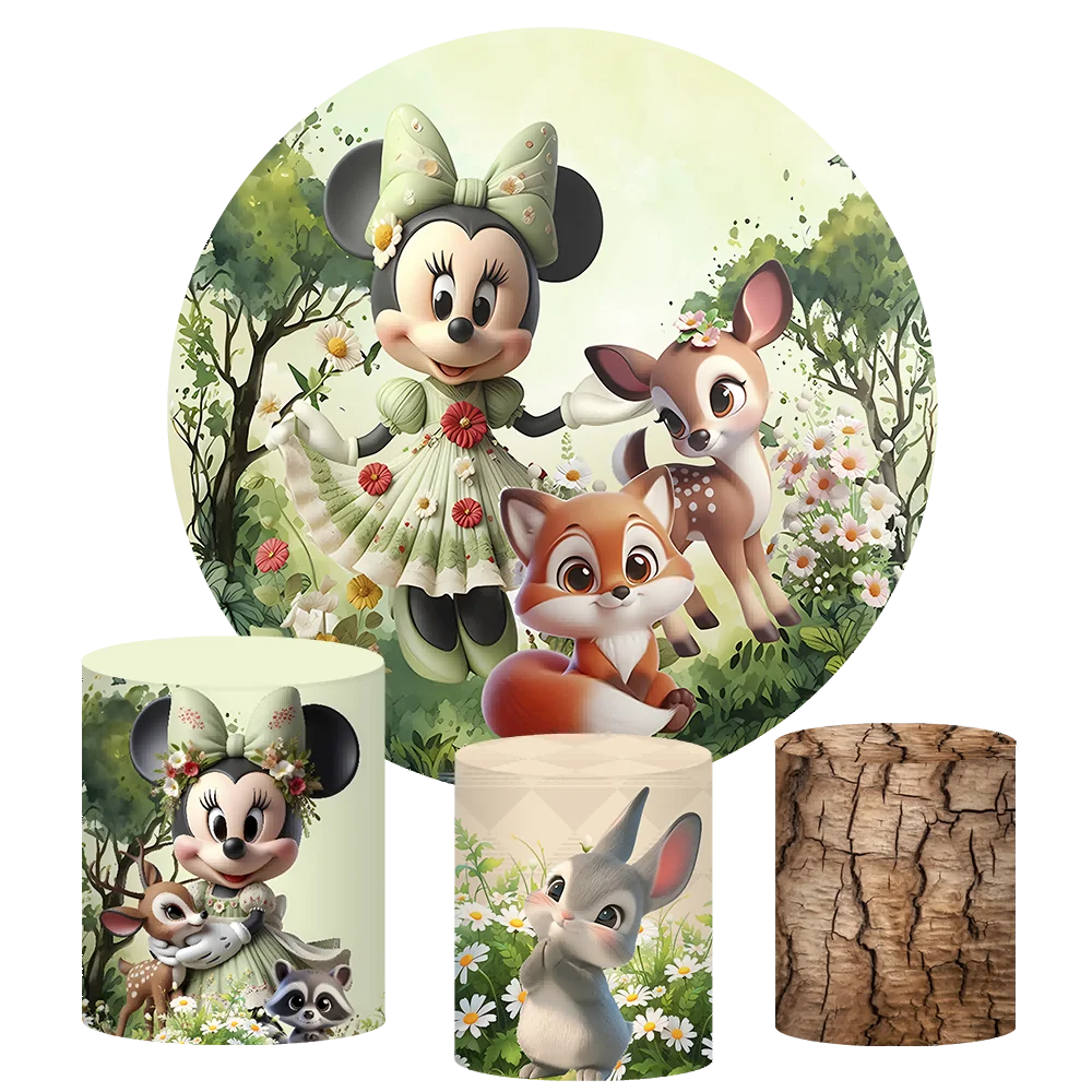 Disney  Princess Baby Shower Round Circle Backdrop Disney Customized Girls Birthday Party Background Event Decor Cylinder Cover