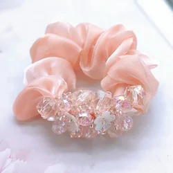 Starry Organza Large Intestine Hair Band Women's High-Grade Hair Rope Updo Bun Head Headdress Flower Scrunchies Accesorios Mujer