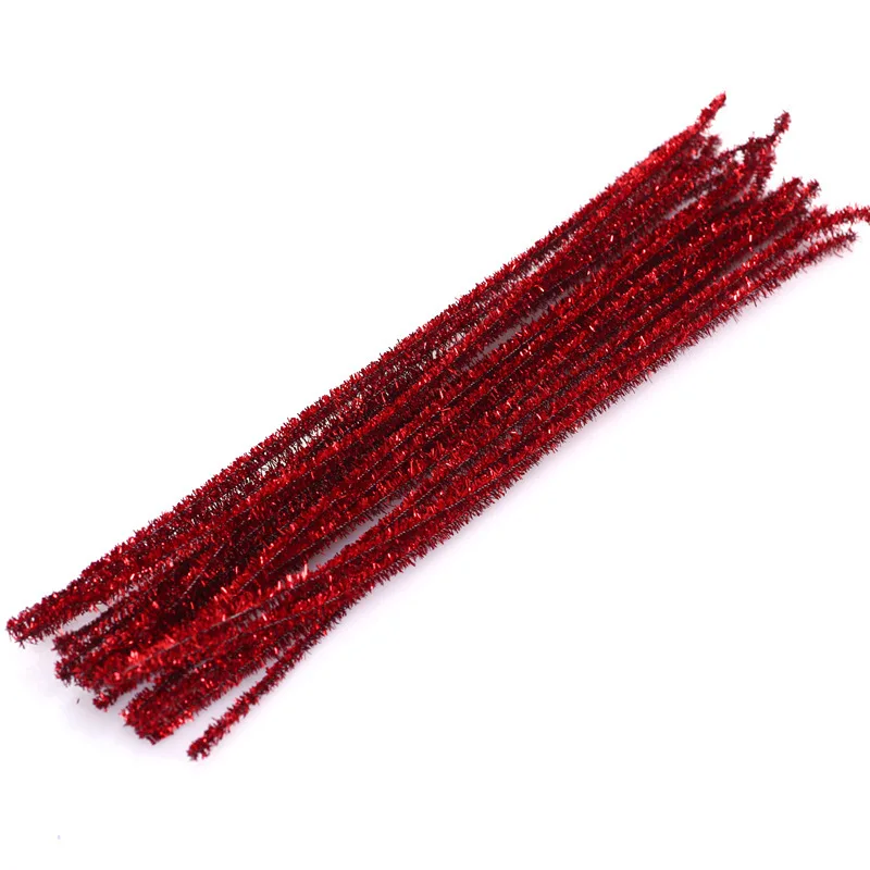 100Pcs Colorful Chenille Stems Pipe Cleaners Plush Tinsel Stem Wired Sticks Twist Stick Hair Strip DIY Craft Educational Toys