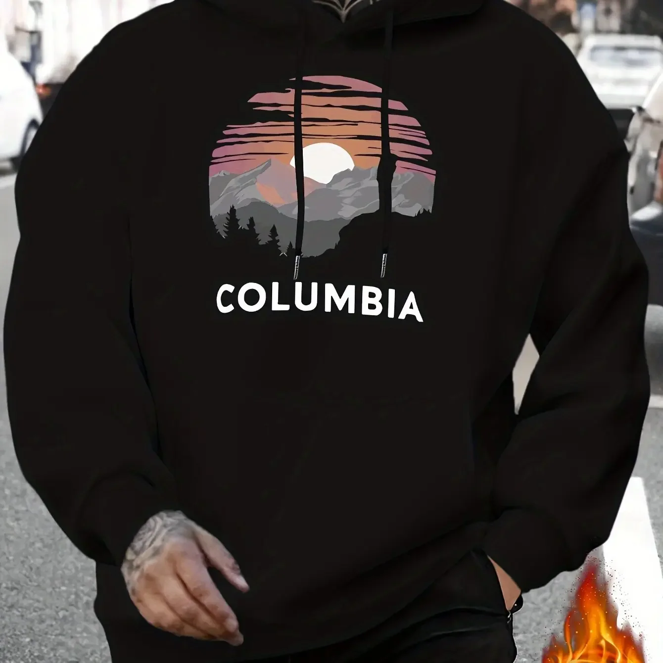 Columbia men's printed hoodie men's and women's fashion long-sleeved sweatshirt spring and autumn street trend large size hoodie