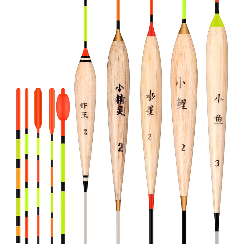 3PCS Balsa Floats+3Float Pipes+1 Bag Fishing Hooks Lake River Buoy Vertical Fishing Light Weighted Buoy Fishing Tool Accessories