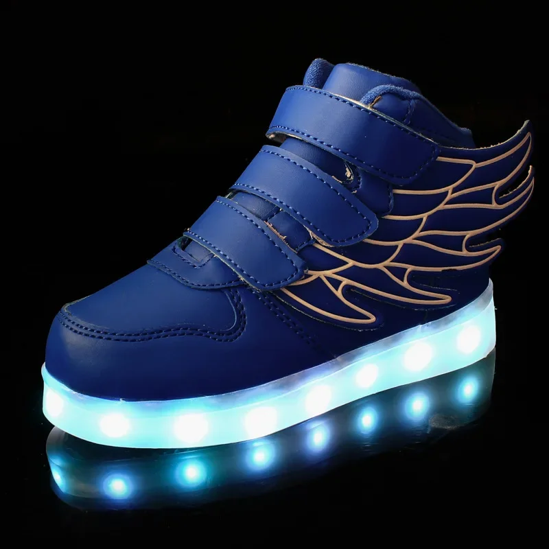 Kids led light up shoes led usb charging luminous sneakers usb charge girls shoes for boy glowing children casual shoes white