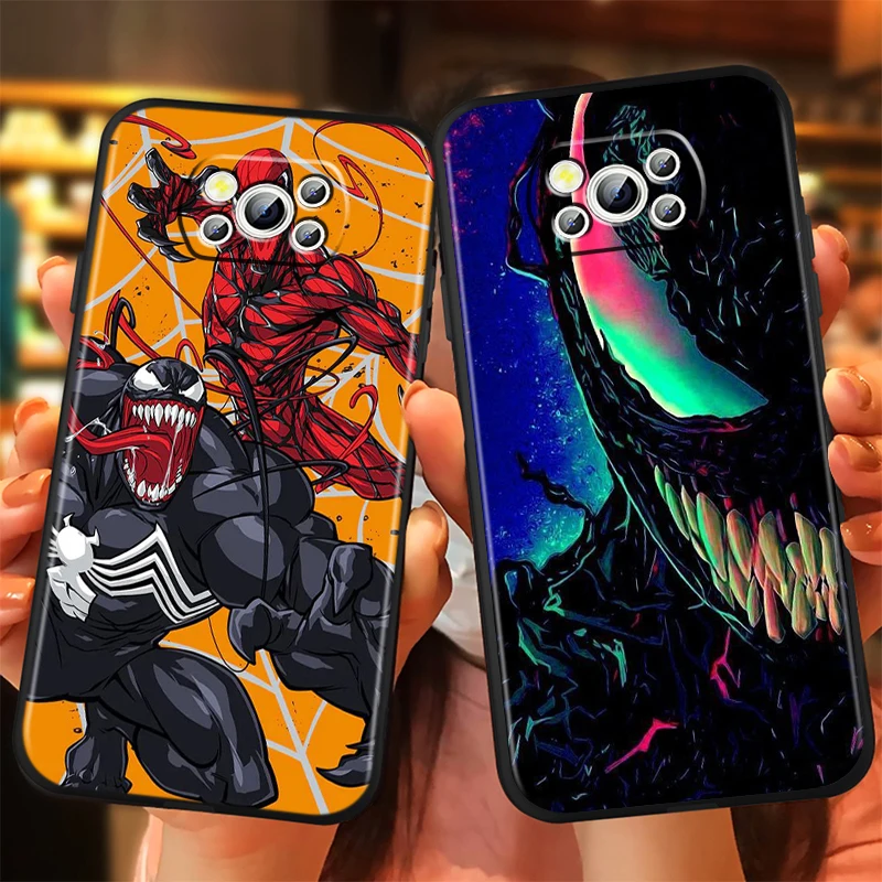 Marvel Venom For Xiaomi Mi Poco F5 F4 F3 X6 X5 X4 X3 M6 M5 M5S M4 M3 C65 Pro GT NFC 5G Black Back Phone Case