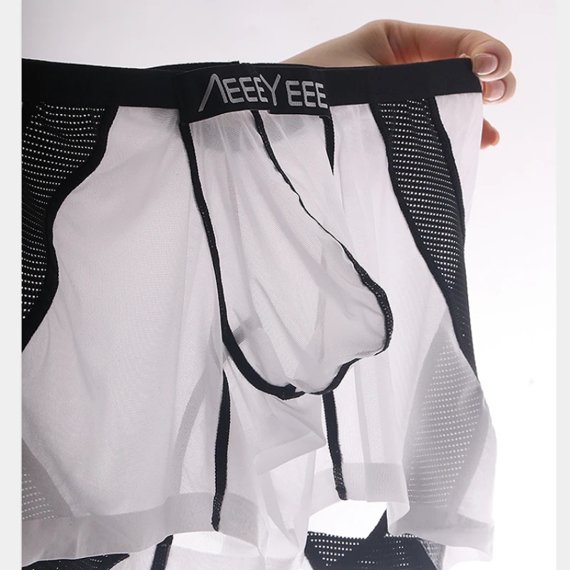 Men's Underwear Ice Silk Sexy Boxer Shorts Slim Body Wrap Buttocks Underpants